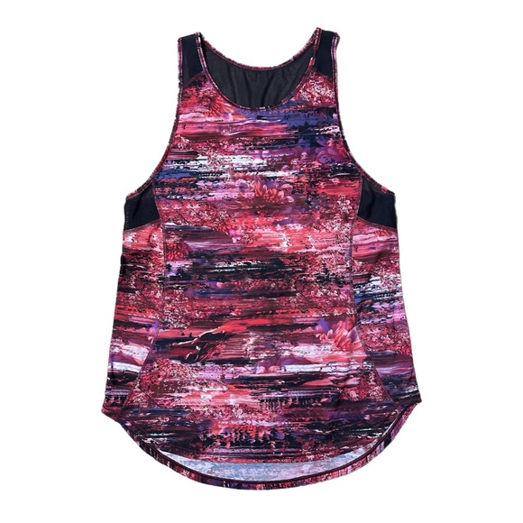 Lululemon Sculpt Tank II Top Womens Size 6 Dhaliascape Red Pink Mesh Panels - Picture 8 of 8